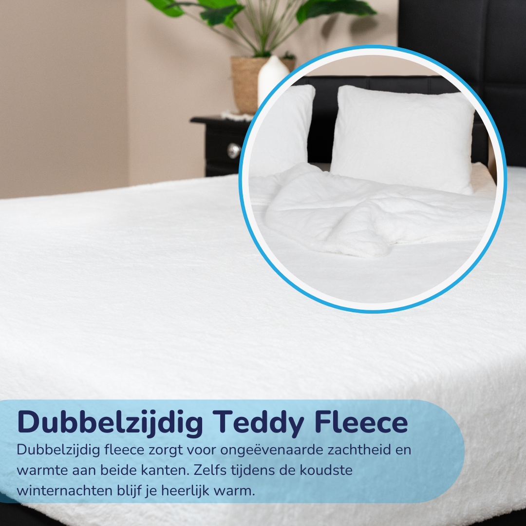 Teddy fleece dekbedovertrek - Winter White - 2 kanten teddy