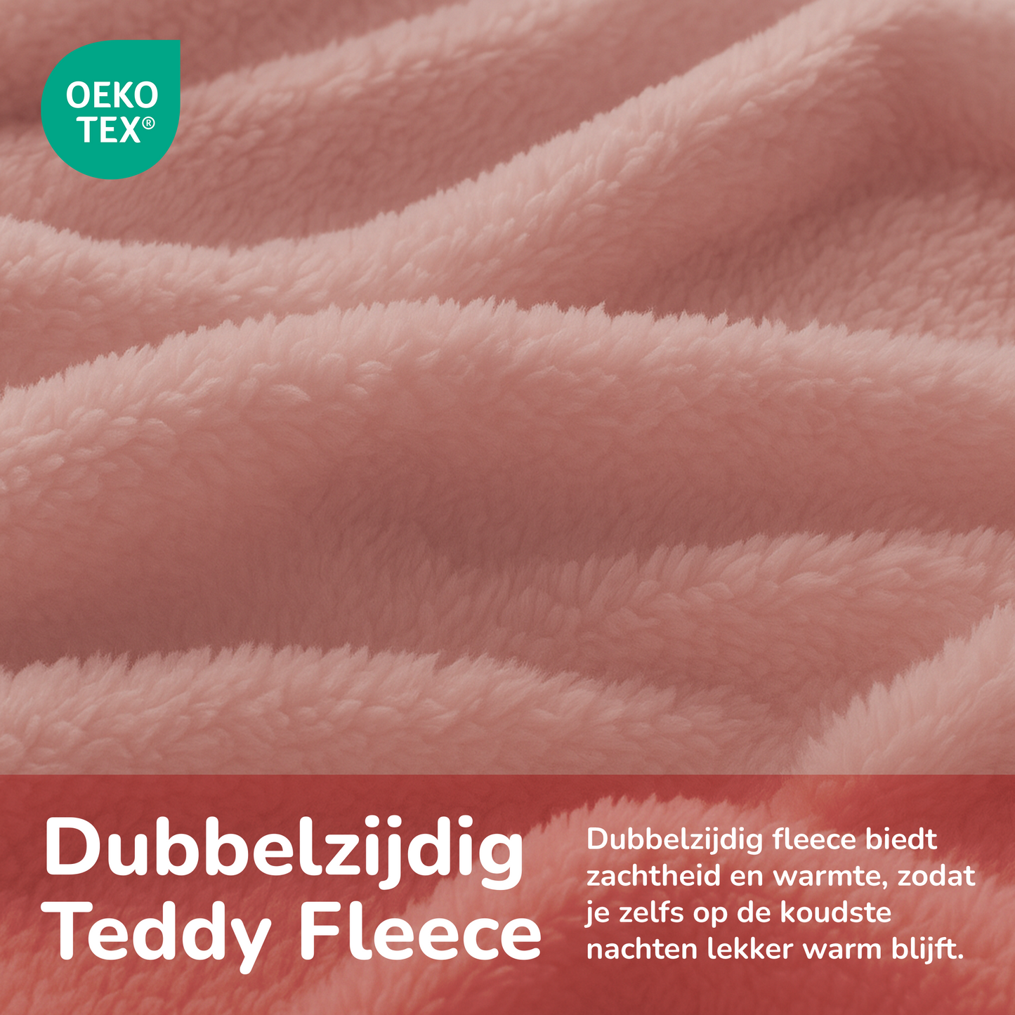 Teddy fleece dekbedovertrek - Blush Pink - 2 kanten teddy