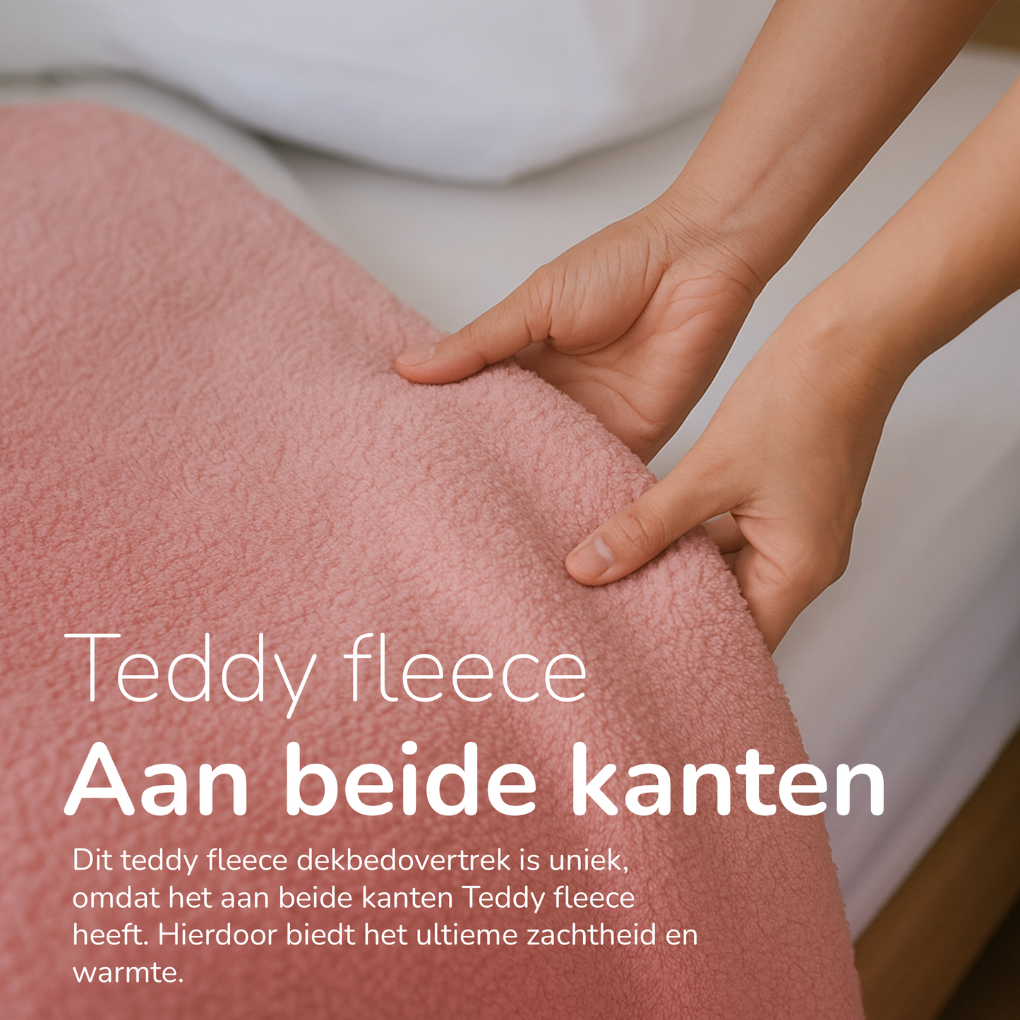 Teddy fleece dekbedovertrek - Blush Pink - 2 kanten teddy