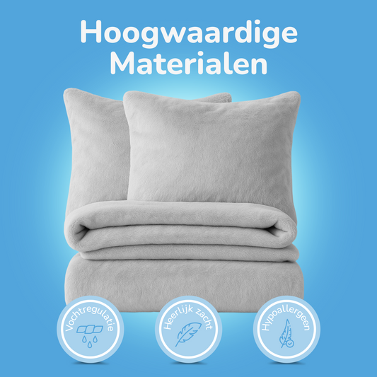 Teddy fleece dekbedovertrek - Storm Grey - 2 kanten teddy