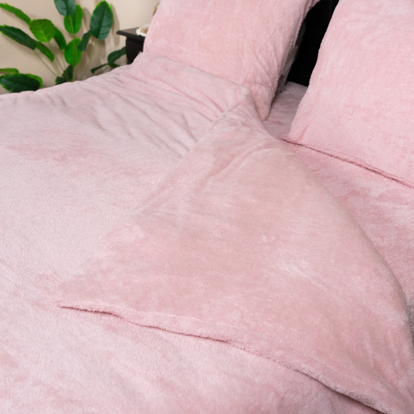Teddy fleece dekbedovertrek - Blush Pink - 2 kanten teddy