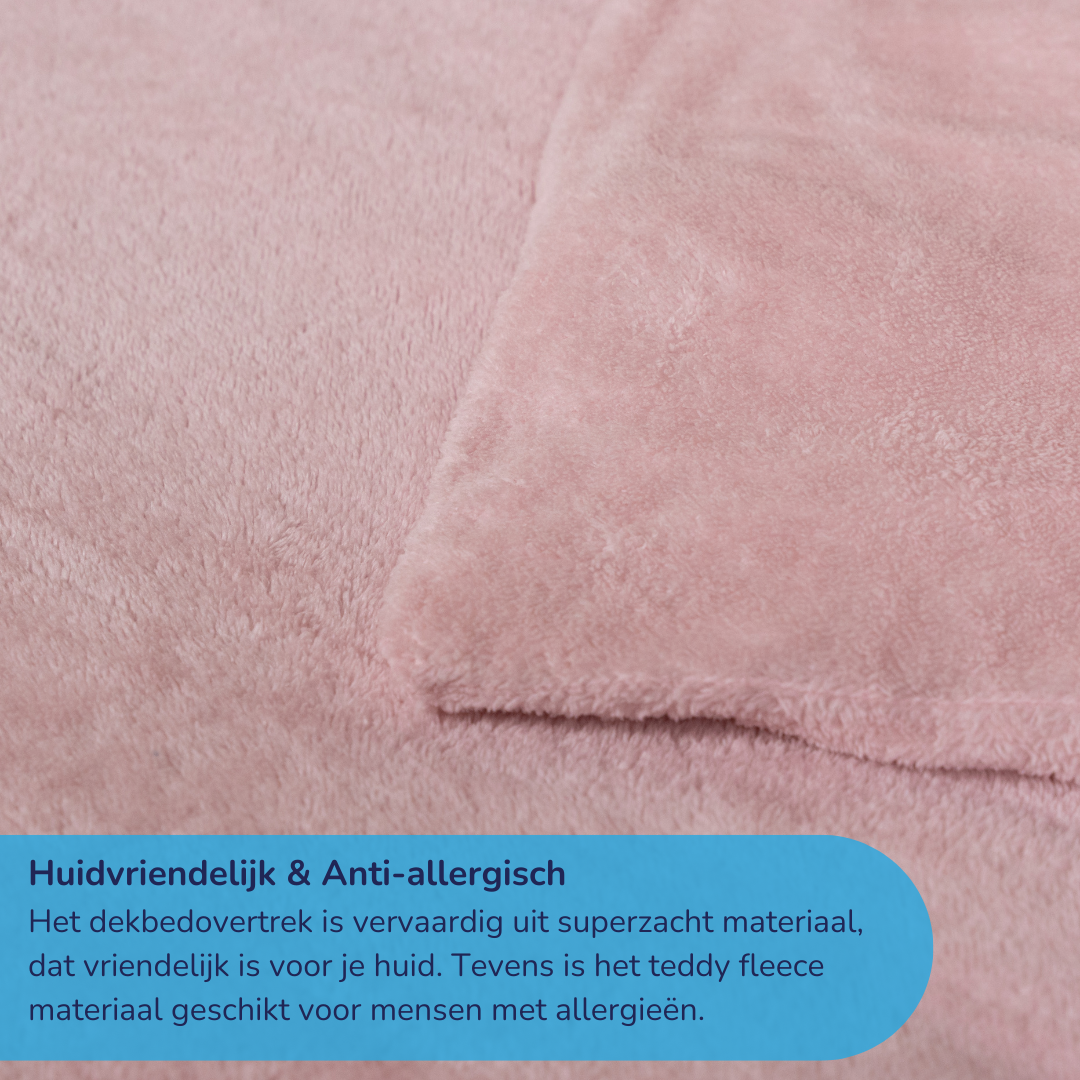 Teddy fleece dekbedovertrek - Blush Pink - 2 kanten teddy