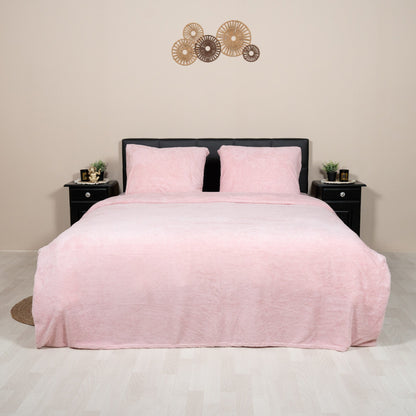 Teddy fleece dekbedovertrek - Blush Pink - 2 kanten teddy