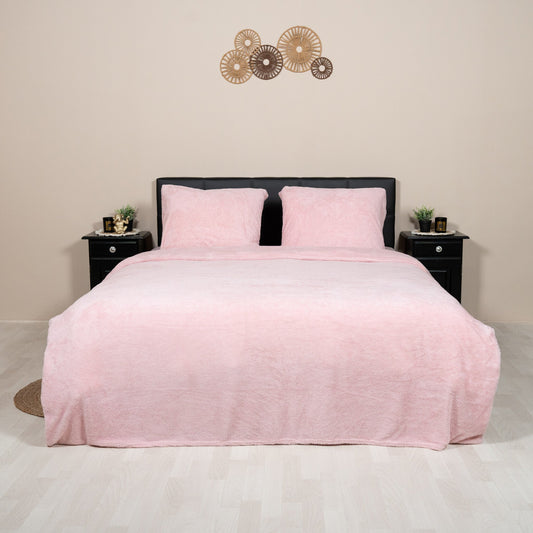 Teddy fleece dekbedovertrek - Blush Pink - 2 kanten teddy