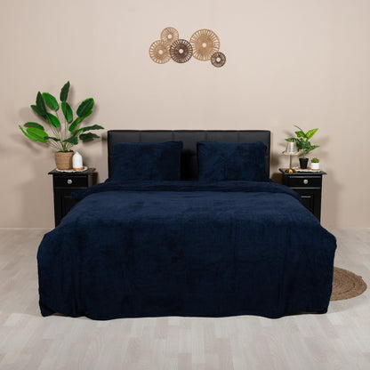 Teddy fleece dekbedovertrek - Midnight Navy - 2 kanten teddy