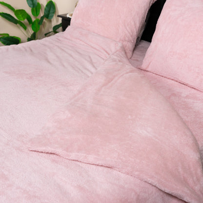 Teddy fleece dekbedovertrek - Blush Pink - 2 kanten teddy